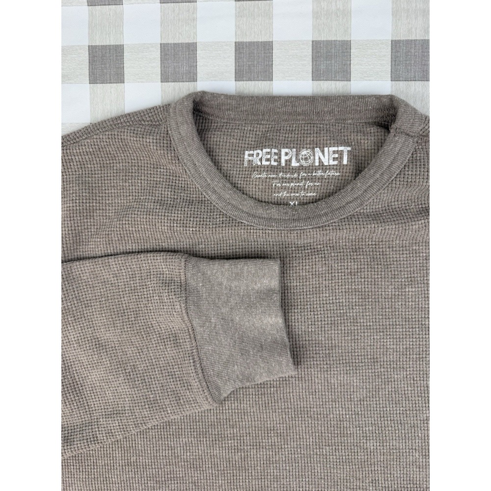 Waffle Knit Thermal Neutral Oversized Crewneck‎ Free Planet XL